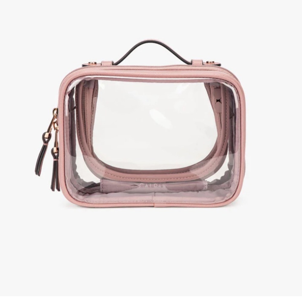 CALPAK mini clear cosmetics case in mauve